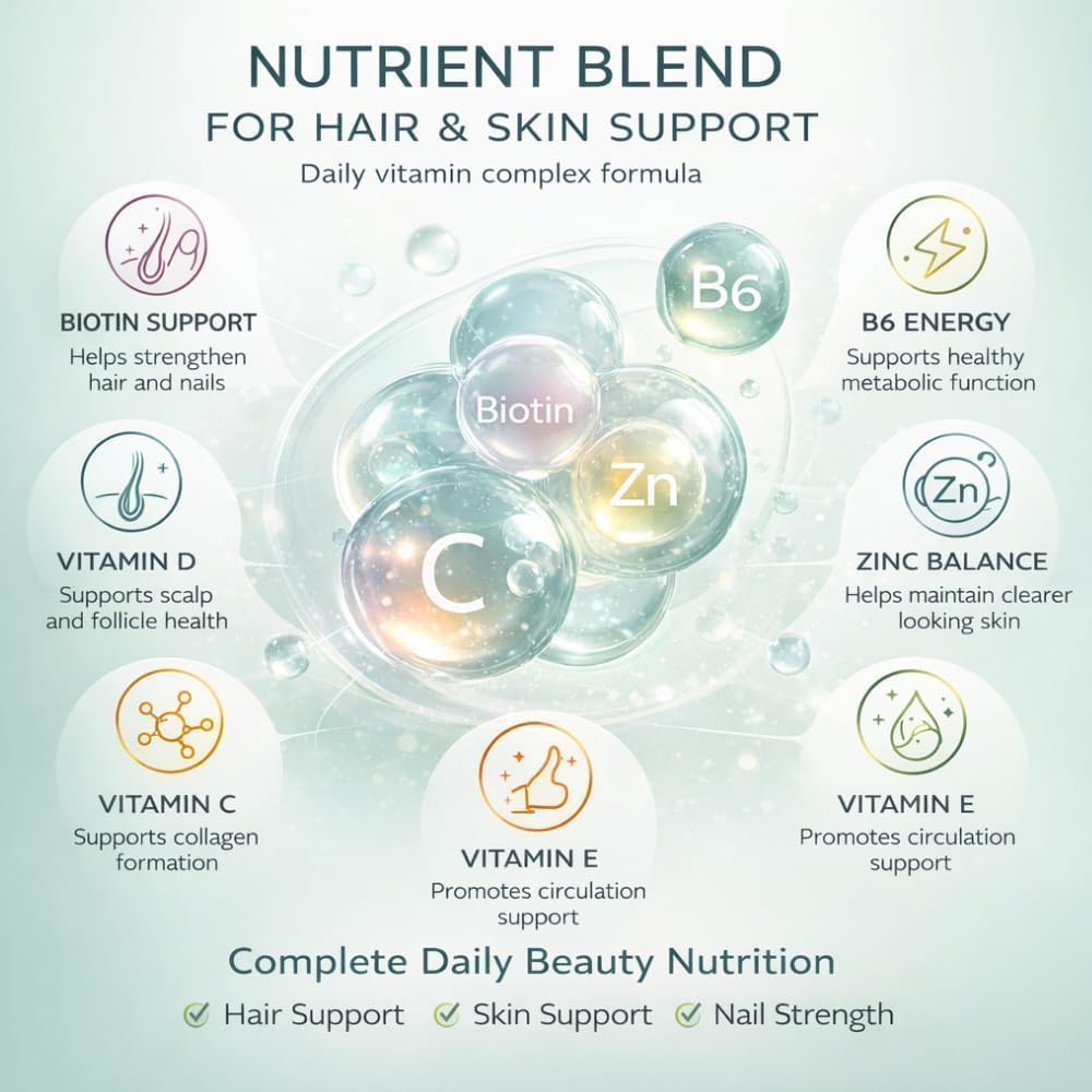 Hair Skin And Nails Gummies – Biotin Vitamin Supplement