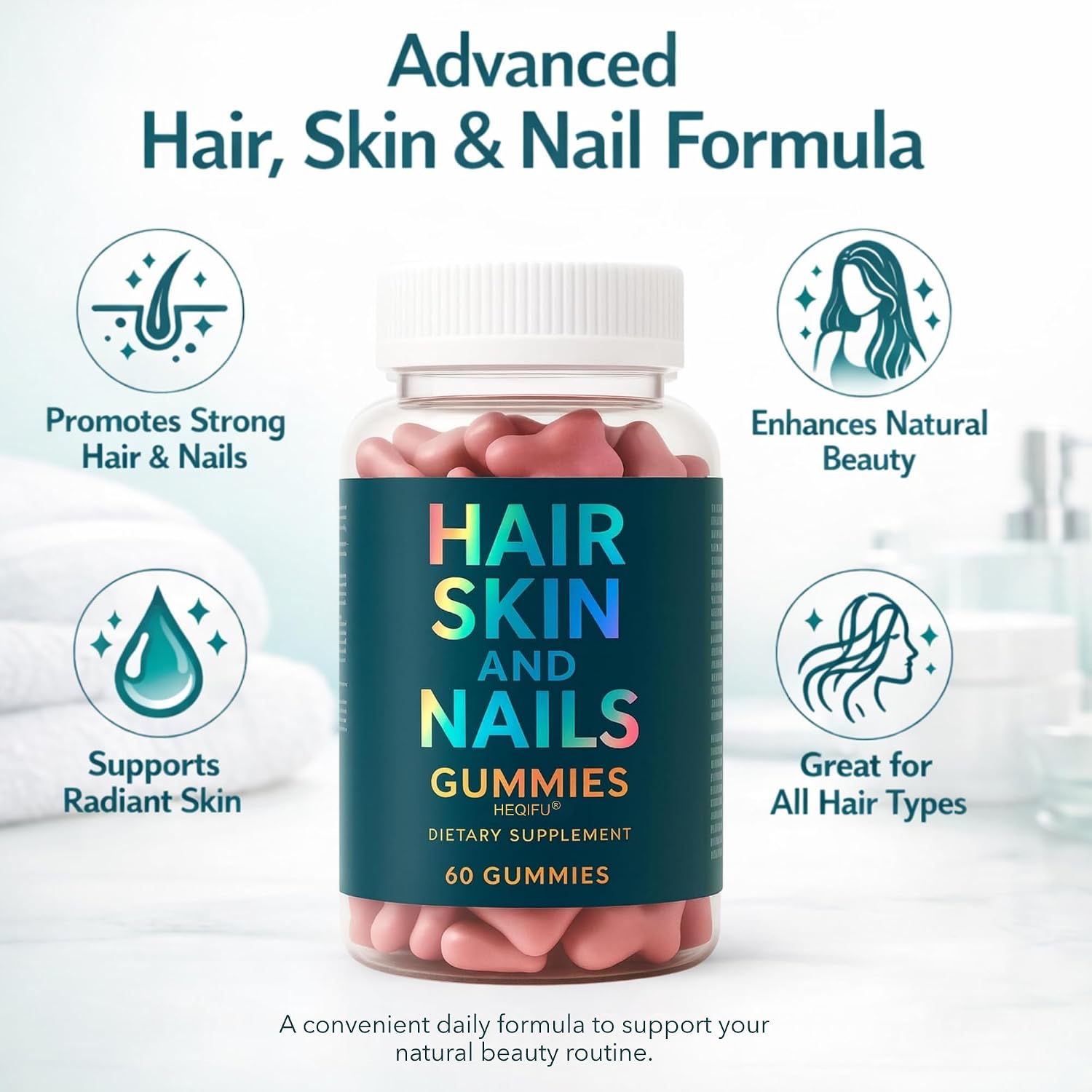 Hair Skin And Nails Gummies – Biotin Vitamin Supplement