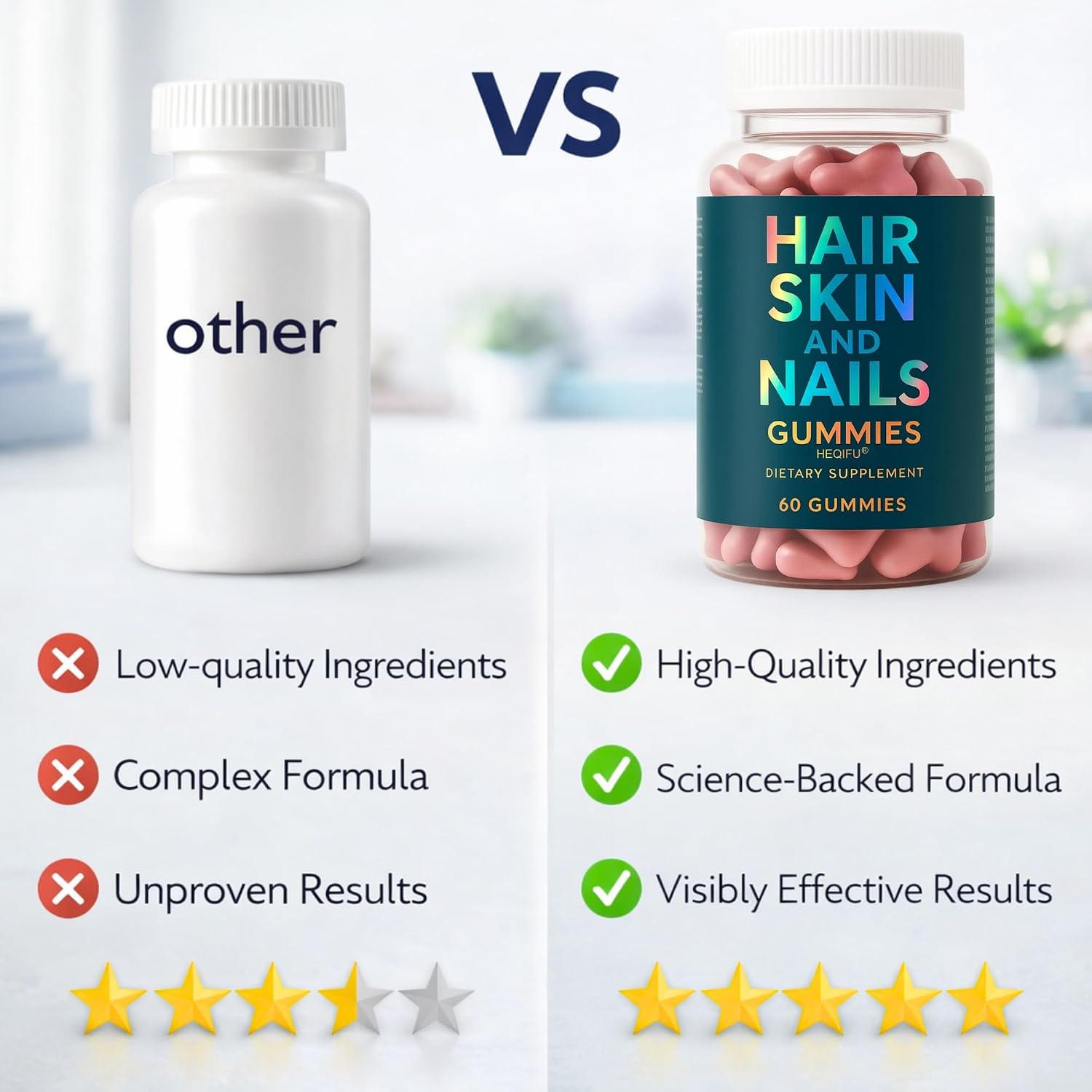 Hair Skin And Nails Gummies – Biotin Vitamin Supplement